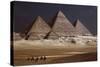 Egypt, Cairo, Pyramids of Gizeh by Night-Catharina Lux-Stretched Canvas