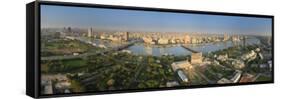 Egypt, Cairo, River Nile and City Skyline Viewed from Cairo Tower, Panoramic View-Michele Falzone-Framed Stretched Canvas