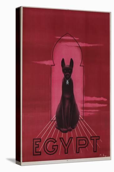 Egypt Cat with Scarab Travel Poster-null-Stretched Canvas