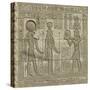Egypt, Dandarah, Temple of Hathor, Relief of Pharaoh Offering to Gods Hathor and Horus-null-Stretched Canvas