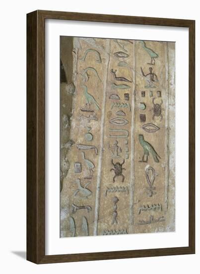 Egypt, El-Moa'Alla, Tomb of Ankhtifi, Detail: Hieroglyphs-null-Framed Giclee Print