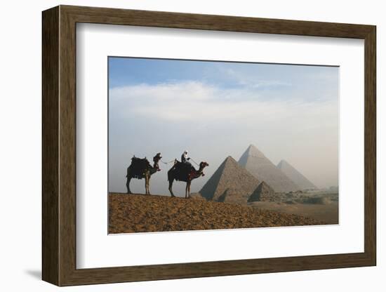 Egypt, Giza, Camel Ride and Giza Pyramid-Claudia Adams-Framed Photographic Print