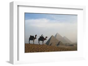 Egypt, Giza, Camel Ride and Giza Pyramid-Claudia Adams-Framed Photographic Print