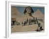 Egypt, Giza, Tourists in Front of Sphinx, 1901-null-Framed Giclee Print