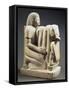 Egypt, Karnak, Temple of Amon, Limestone Statue of Setau, Overseer of Storehouse with Nekhbet Cobra-null-Framed Stretched Canvas
