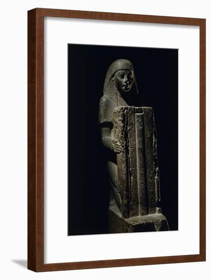 Egypt, Luxor, Ancient Thebes, Grey Granite Statue of High Priest Ptahmose-null-Framed Giclee Print