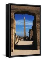 Egypt, Luxor, Great Hypostyle Hall of Karnak and Obelisk of Tutmose-Claudia Adams-Framed Stretched Canvas