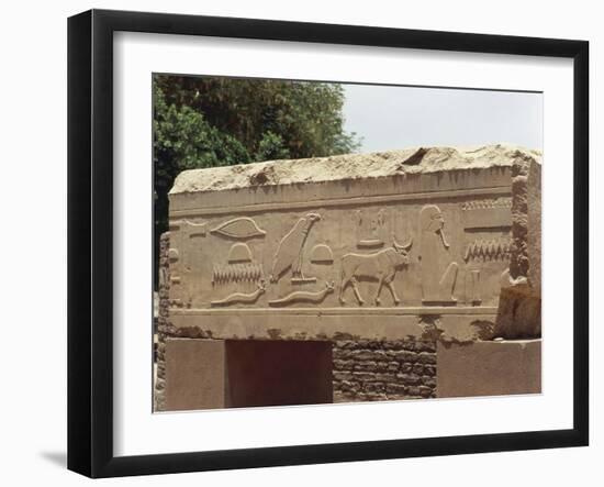 Egypt, Luxor, Karnak, Great Temple of Amon, Hieroglyphs on Architrave-null-Framed Giclee Print