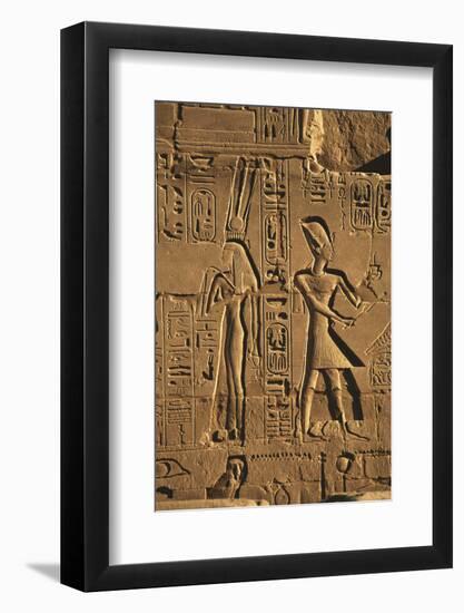 Egypt, Luxor, Stone Reliefs in Amun Temple Enclosure at Temples-Claudia Adams-Framed Photographic Print