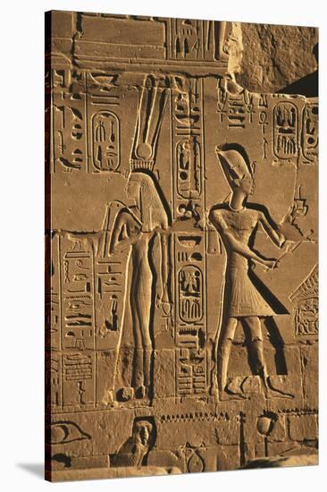 Egypt, Luxor, Stone Reliefs in Amun Temple Enclosure at Temples-Claudia Adams-Stretched Canvas