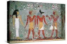 Egypt, Luxor, Valley of the Kings, Tomb of Horemheb, Mural Painting-null-Stretched Canvas