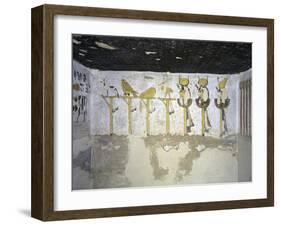 Egypt, Luxor, Valley of the Kings, Tomb of Ramses III, Mural Painting of Heads of Divinities-null-Framed Giclee Print