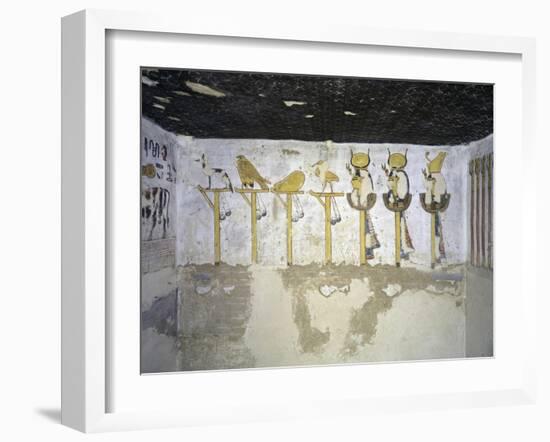 Egypt, Luxor, Valley of the Kings, Tomb of Ramses III, Mural Painting of Heads of Divinities-null-Framed Giclee Print