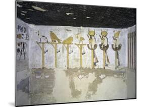Egypt, Luxor, Valley of the Kings, Tomb of Ramses III, Mural Painting of Heads of Divinities-null-Mounted Giclee Print