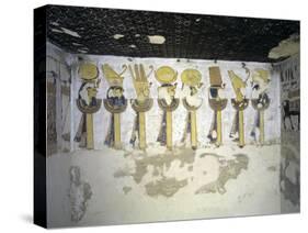 Egypt, Luxor, Valley of the Kings, Tomb of Ramses III, Mural Painting of Heads of Divinities-null-Stretched Canvas