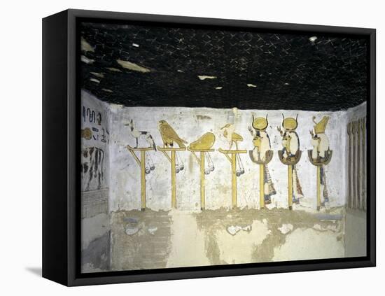 Egypt, Luxor, Valley of the Kings, Tomb of Ramses III, Mural Painting of Heads of Divinities-null-Framed Stretched Canvas