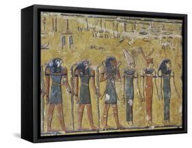 Egypt, Luxor, Valley of the Kings, Tomb of Seti I, Mural Painting of Gods from Nineteenth Dynasty-null-Framed Stretched Canvas