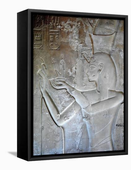 Egypt, Luxor, Valley of the Kings, Tomb of Seti II, Entrance Relief of Ra from Nineteenth Dynasty-null-Framed Stretched Canvas