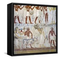 Egypt, Mural Paintings Showing Votive Offerings in Tomb of Scribe and Granary Accountant-null-Framed Stretched Canvas