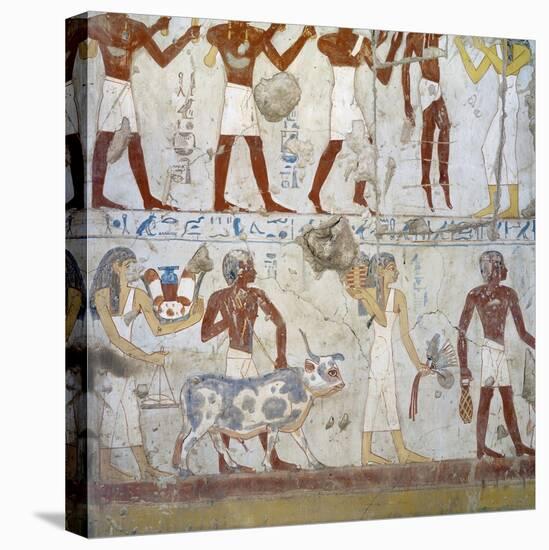 Egypt, Mural Paintings Showing Votive Offerings in Tomb of Scribe and Granary Accountant-null-Stretched Canvas