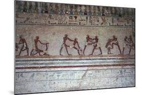 Egypt, Necropolis of Beni Hasan, Tomb of Amenemhat, Mural Painting Depicting Wrestling Scenes-null-Mounted Giclee Print