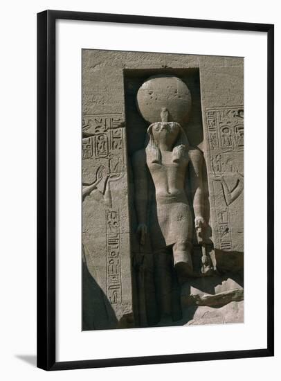 Egypt, Nubia, Abu Simbel, Great Temple of Ramses II, Facade, Niche with Statue of Sun God Ra-null-Framed Giclee Print