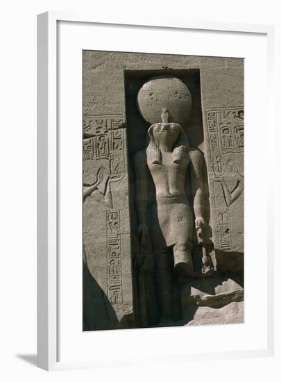 Egypt, Nubia, Abu Simbel, Great Temple of Ramses II, Facade, Niche with Statue of Sun God Ra-null-Framed Giclee Print