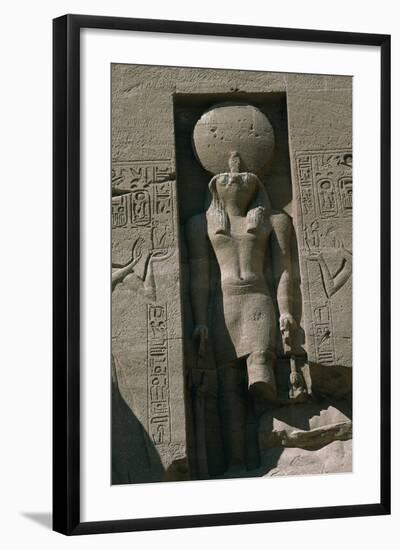 Egypt, Nubia, Abu Simbel, Great Temple of Ramses II, Facade, Niche with Statue of Sun God Ra-null-Framed Giclee Print