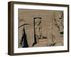 Egypt, Nubia, Abu Simbel, Great Temple of Ramses II, Facade, Niche with Statue of Sun God Ra-null-Framed Giclee Print