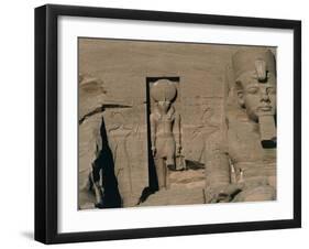 Egypt, Nubia, Abu Simbel, Great Temple of Ramses II, Facade, Niche with Statue of Sun God Ra-null-Framed Giclee Print