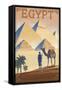 Egypt - Pyramids - Lithograph Style-Lantern Press-Framed Stretched Canvas