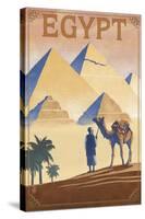 Egypt - Pyramids - Lithograph Style-Lantern Press-Stretched Canvas