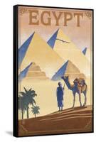 Egypt - Pyramids - Lithograph Style-Lantern Press-Framed Stretched Canvas