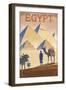 Egypt - Pyramids - Lithograph Style-Lantern Press-Framed Art Print