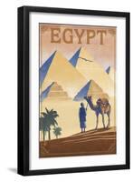 Egypt - Pyramids - Lithograph Style-Lantern Press-Framed Art Print