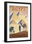 Egypt - Pyramids - Lithograph Style-Lantern Press-Framed Art Print