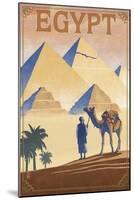 Egypt - Pyramids - Lithograph Style-Lantern Press-Mounted Art Print