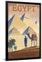 Egypt - Pyramids - Lithograph Style-Lantern Press-Framed Art Print