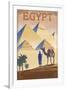 Egypt - Pyramids - Lithograph Style-Lantern Press-Framed Art Print