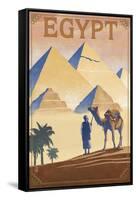 Egypt - Pyramids - Lithograph Style-Lantern Press-Framed Stretched Canvas