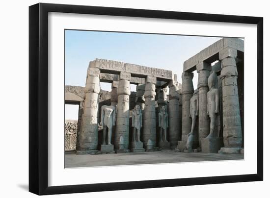 Egypt, Thebes, Luxor, Karnak, Temple of Amon, Court of Ramses II, Columns and Statues-null-Framed Giclee Print