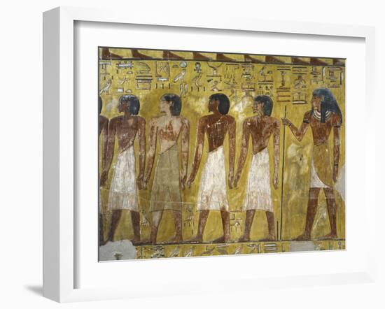 Egypt, Thebes, Luxor, Valley of the Kings, Detail of Mural Paintings in Main Hall of Tomb of Seti I-null-Framed Giclee Print