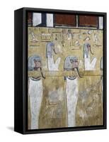Egypt, Thebes, Luxor, Valley of the Kings, Detail of Mural Paintings in Main Hall of Tomb of Seti I-null-Framed Stretched Canvas