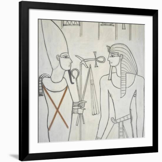 Egypt, Thebes, Luxor, Valley of the Kings, Tomb of Amenhotep II, Close Up of Osiris and Pharaoh-null-Framed Giclee Print