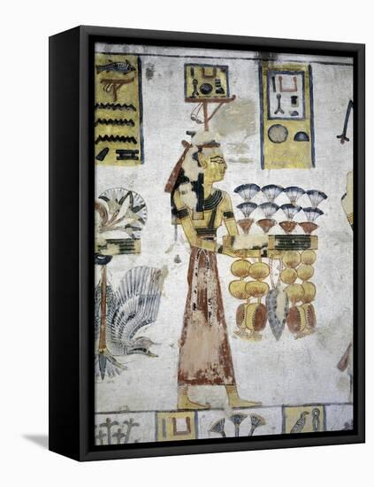 Egypt, Thebes, Luxor, Valley of the Kings, Tomb of Ramses III, Mural Painting of Ritual Offerings-null-Framed Stretched Canvas