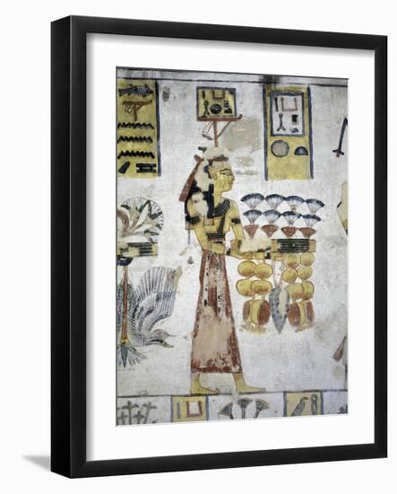 Egypt, Thebes, Luxor, Valley of the Kings, Tomb of Ramses III, Mural Painting of Ritual Offerings-null-Framed Giclee Print