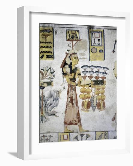 Egypt, Thebes, Luxor, Valley of the Kings, Tomb of Ramses III, Mural Painting of Ritual Offerings-null-Framed Giclee Print