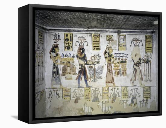 Egypt, Thebes, Luxor, Valley of the Kings, Tomb of Ramses III, Mural Painting of Ritual Offerings-null-Framed Stretched Canvas