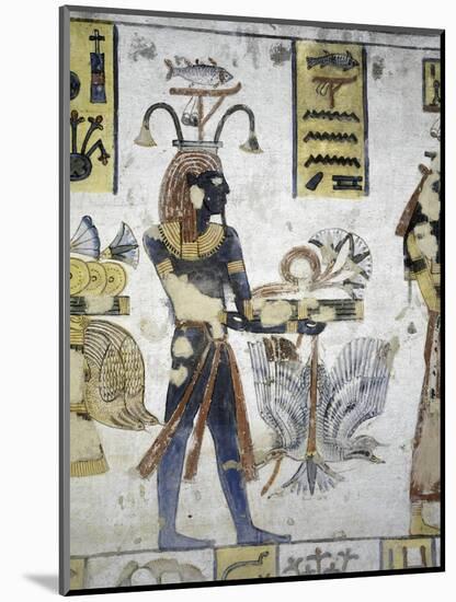 Egypt, Thebes, Luxor, Valley of the Kings, Tomb of Ramses III, Mural Painting of Ritual Offerings-null-Mounted Giclee Print