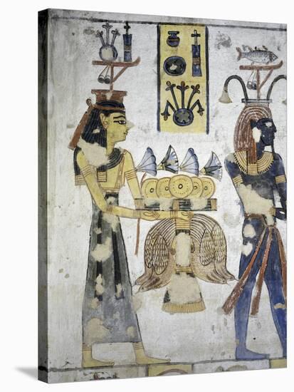 Egypt, Thebes, Luxor, Valley of the Kings, Tomb of Ramses III, Mural Painting of Ritual Offerings-null-Stretched Canvas